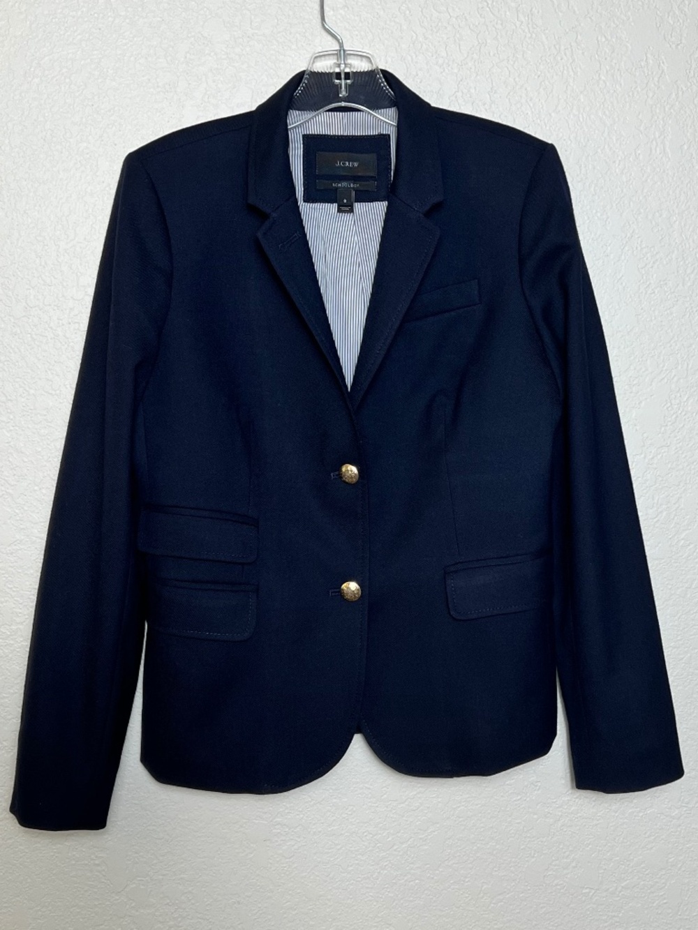 J. Crew Schoolboy Navy Wool Blend Blazer with Gold Tone Buttons Preppy Academia - Picture 2 of 12
